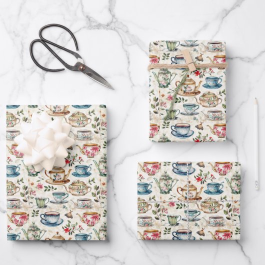 Cute tiled tea party inpakpapier vel (Voorkant)