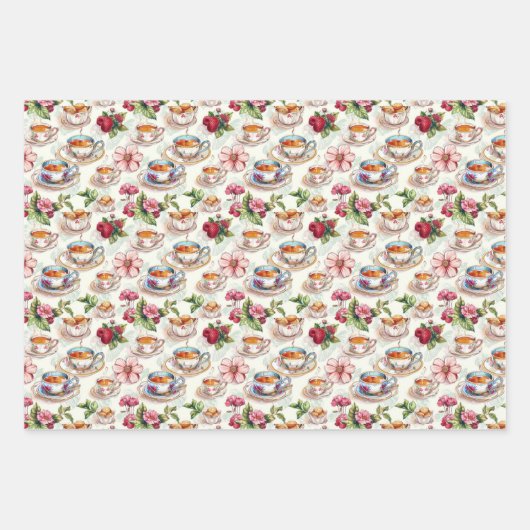 Cute tiled tea party inpakpapier vel (Voorkant)