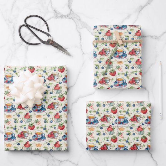 Cute tiled tea party inpakpapier vel (Voorkant)