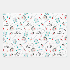 Cute tiled verpleegster inpakpapier vel