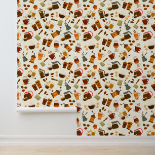 Cute tiling-koffiepatroon behang