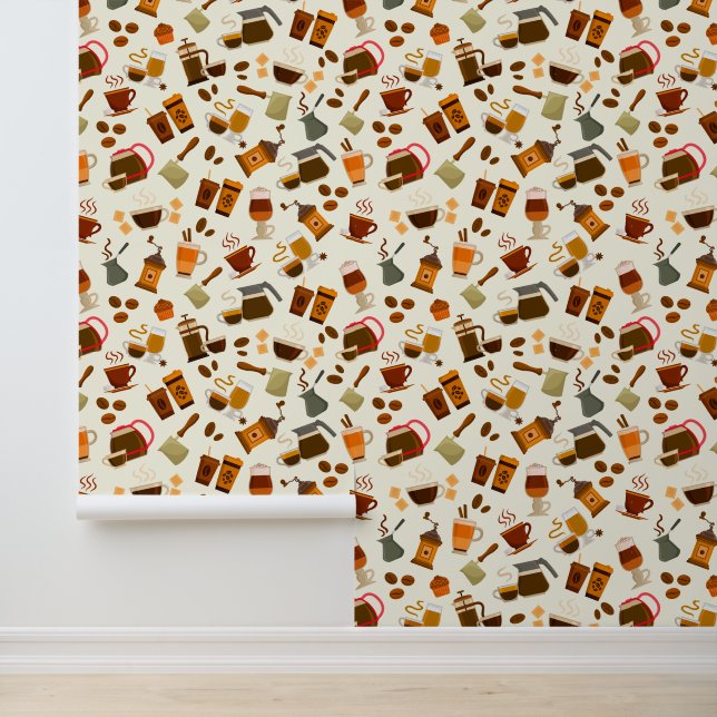 Cute tiling-koffiepatroon behang (Applicatie)