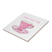 Cute Time for Tea Pink Waterverf Teacup Tegeltje (Zijkant)