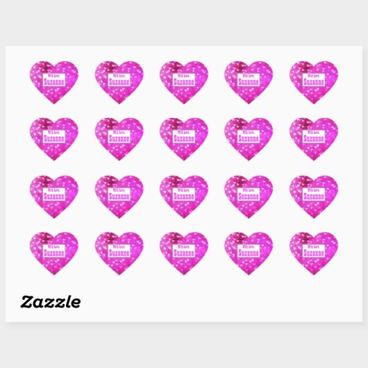 Cute Tiny Hearts roze naam Hart Sticker (Vel)