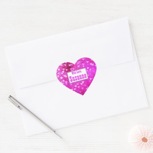 Cute Tiny Hearts roze naam Hart Sticker (Envelop)