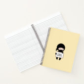 Cute Tiny Ninja Holding Sign On Yellow Custom Name Notitieboek (Binnen)