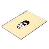 Cute Tiny Ninja Holding Sign on Yellow Custom Name Notitieboek (Linkerzijde)