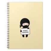 Cute Tiny Ninja Holding Sign on Yellow Custom Name Notitieboek (Voorkant)