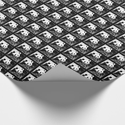 Cute Tiny Pandas Black en White Cadeaupapier (Hoek)