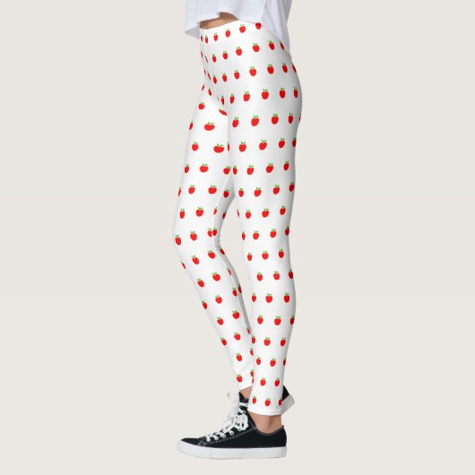 Cute Tiny Red Apples Pattern op White Leggings (Links)