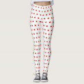 Cute Tiny Red Apples Pattern op White Leggings (Voorkant)