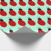 Cute Tiny Red Black Ladybug patroon Cadeaupapier (Hoek)