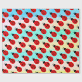 Cute Tiny Red Black Ladybug patroon Cadeaupapier (Vlak)