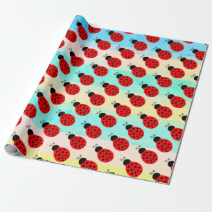 Cute Tiny Red Black Ladybug patroon Cadeaupapier