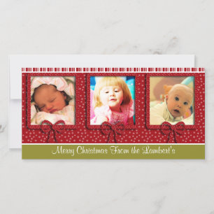 Cute Tiny Snowflakes Stripes Kerstfoto Feestdagenkaart