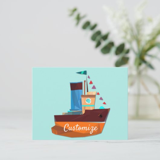 Cute Tiny Tugboat Thunder-Cove Briefkaart (Staand voorkant)