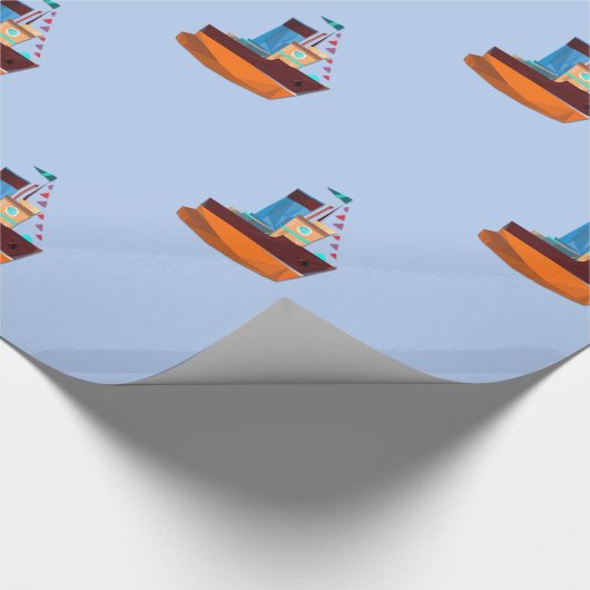 Cute Tiny Tugboat Thunder-Cove Cadeaupapier (Hoek)