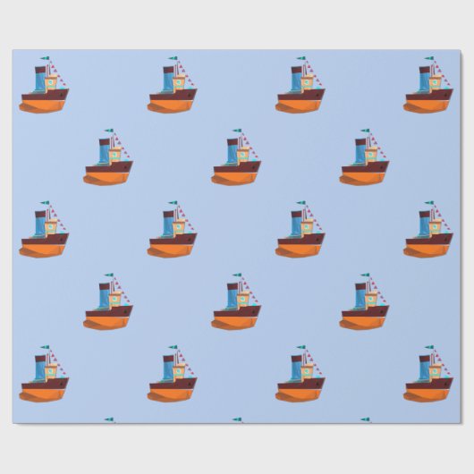 Cute Tiny Tugboat Thunder-Cove  Cadeaupapier (Vlak)