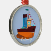 Cute Tiny Tugboat Thunder-Cove Metalen Ornament (Rechts)