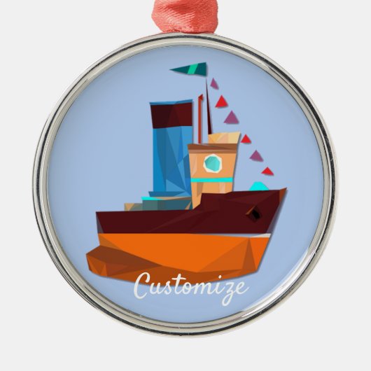 Cute Tiny Tugboat Thunder-Cove Metalen Ornament (Voorkant)