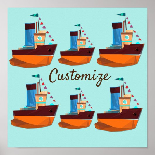 Cute Tiny Tugboat Thunder-Cove Poster (Voorkant)