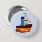Cute Tiny Tugboat Thunder-Cove Ronde Button 7,6 Cm (Voorkant /achterkant)