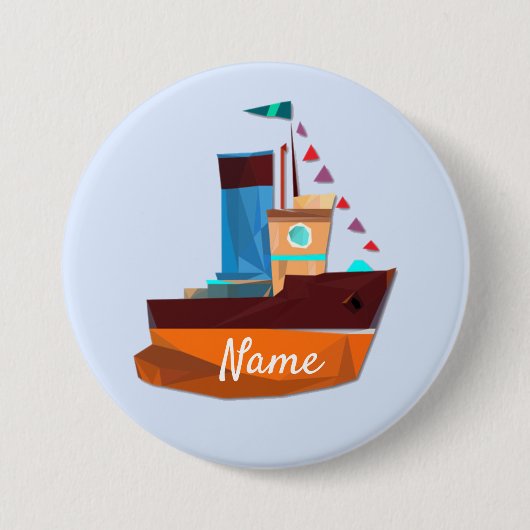Cute Tiny Tugboat Thunder-Cove Ronde Button 7,6 Cm (Voorkant)