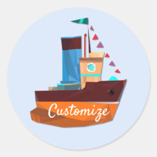 Cute Tiny Tugboat Thunder-Cove Ronde Sticker