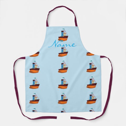 Cute Tiny Tugboat Thunder-Cove Schort (Voorkant)