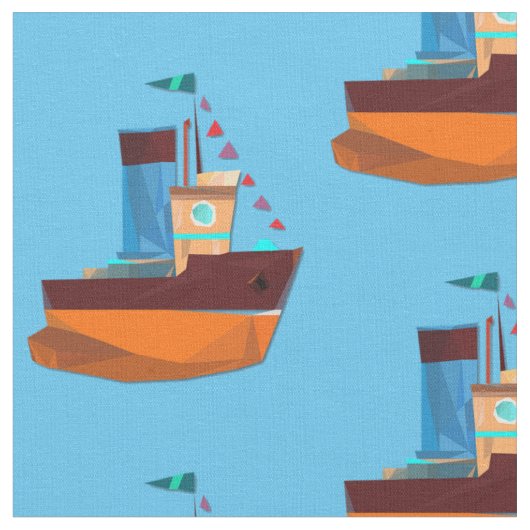 Cute Tiny Tugboat Thunder-Cove Stof (Close Up)