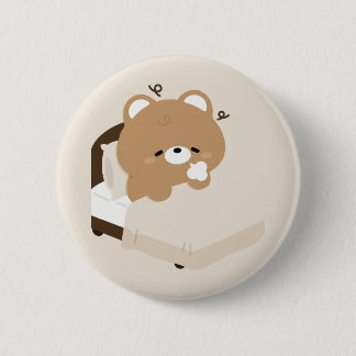 Cute Tired Brown Bear Ronde Button 5,7 Cm