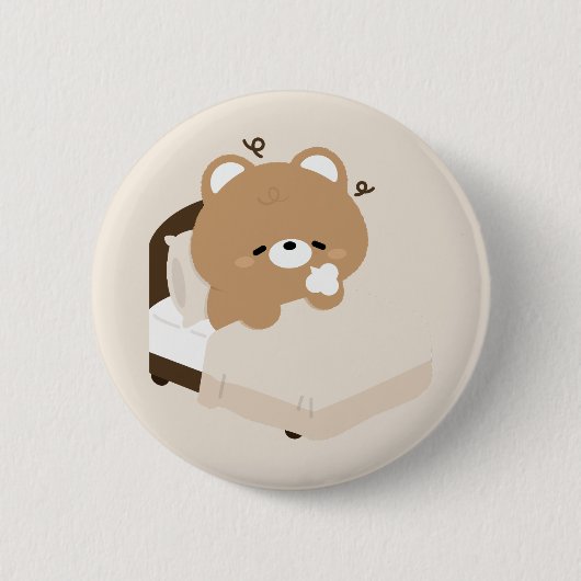 Cute Tired Brown Bear Ronde Button 5,7 Cm (Voorkant)
