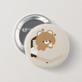 Cute Tired Brown Bear Ronde Button 5,7 Cm (Voorkant /achterkant)