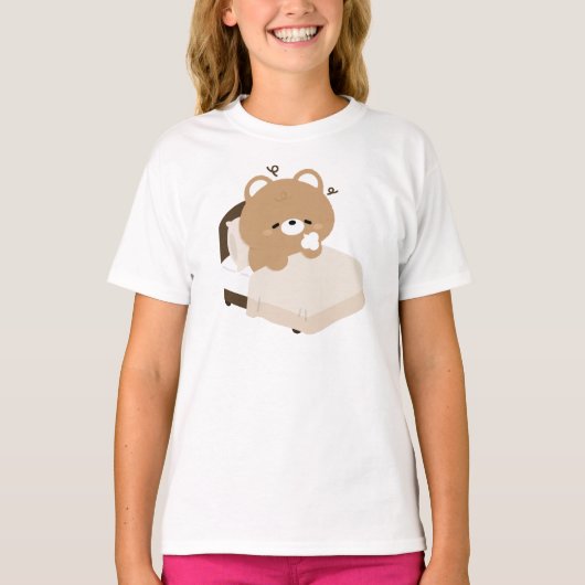 Cute Tired Brown Bear T-shirt (Voorkant)