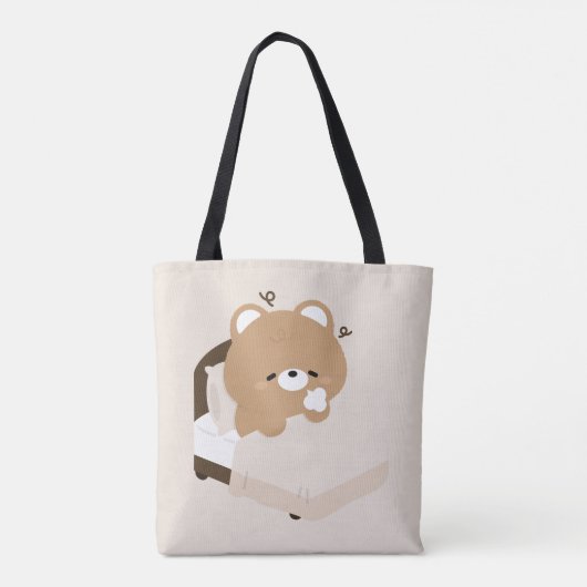 Cute Tired Brown Bear Tote Bag (Achterkant)
