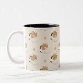 Cute Tired Brown Bear Tweekleurige Koffiemok (Links)