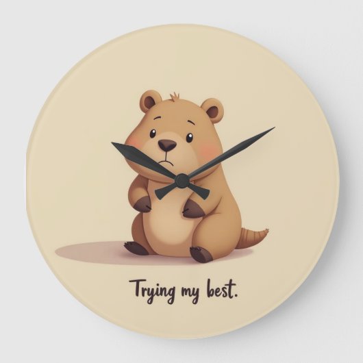  Cute tired capybara Grote Klok (Voorkant)