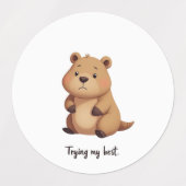 Cute tired capybara labels (Design 2)