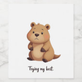 Cute tired capybara wijn etiket (Enkel label)