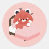 Cute Tired Red Panda Ronde Sticker (Voorkant)