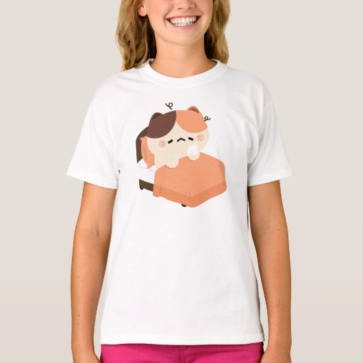Cute Tired Tortie Cat  T-shirt (Voorkant)