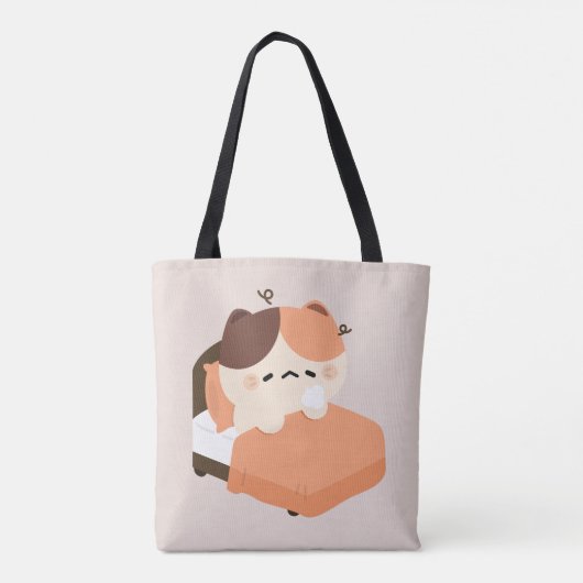 Cute Tired Tortie Cat  Tote Bag (Achterkant)