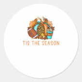 Cute Tis The Season Pumpkin Spice Latte Fall Footb Ronde Sticker (Voorkant)