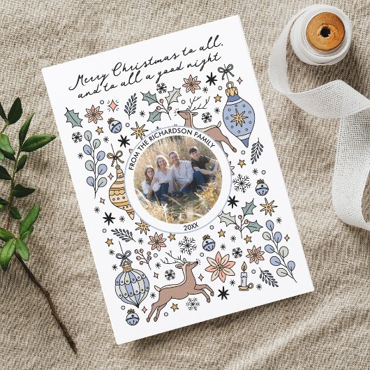 Cute To All a Good Night Photo Christmas Feestdagenkaart