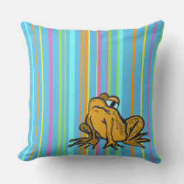 Cute Toad Cartoon Stripes Pattern Sierkussen