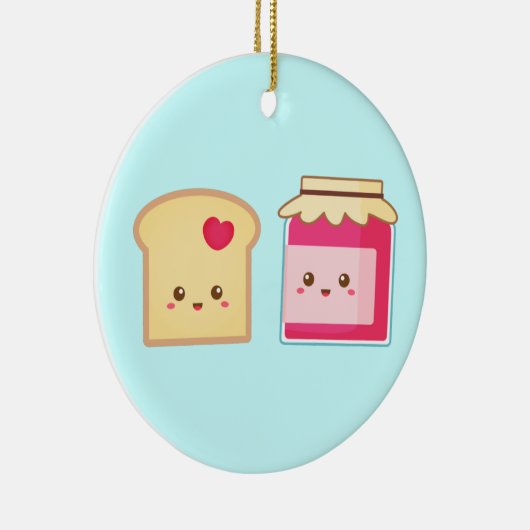 Cute Toast and Strawberry Jam, Spread Love Keramisch Ornament (Rechts)
