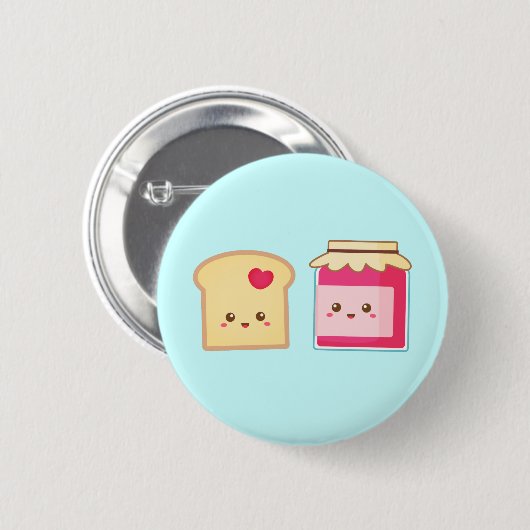 Cute Toast and Strawberry Jam, Spread Love Ronde Button 5,7 Cm (Voorkant /achterkant)