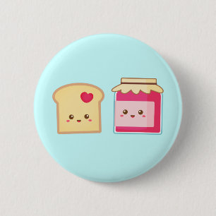 Cute Toast and Strawberry Jam, Spread Love Ronde Button 5,7 Cm