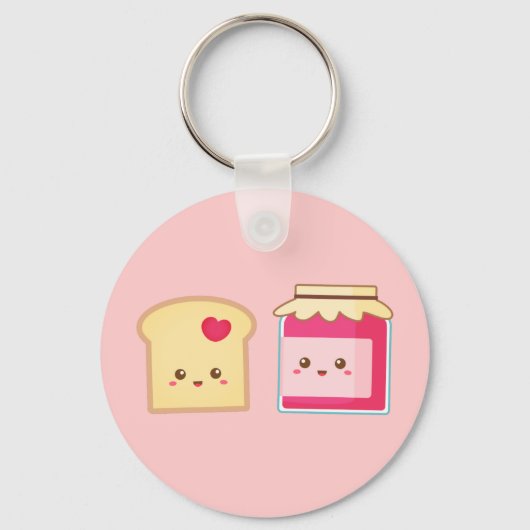 Cute Toast and Strawberry Jam Spread Love Sleutelhanger (Voorkant)