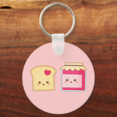 Cute Toast and Strawberry Jam Spread Love Sleutelhanger (Voorkant)